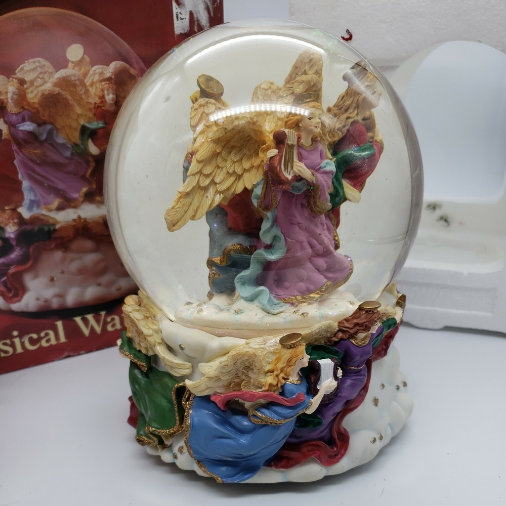 Large Musical Waterglobe Angels With Various Musical Instruments Great Cond box - Picture 7 of 12
